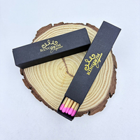 Boîtes à bougies personnalisées, boîtes noires avec logos dorés, boîtes d'allumettes avec pointes colorées