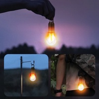 Lampe LED portable rechargeable par USB avec ampoule tungstène rétro, lumière de camping extérieure avec fonctions d'ambiance