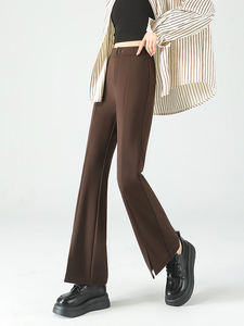 Automne hiver nouveau ouvert évasé taille haute mince droit drapé Micro <span class=keywords><strong>Lama</strong></span> pantalon Style décontracté - Product Image 2