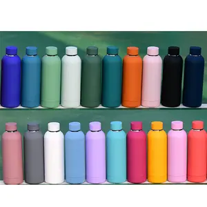Kunden spezifisches Logo Wasser flasche 500ml Edelstahl Wasser flasche kalte und heiße Flaschen becher mit Deckel Isolier kolben