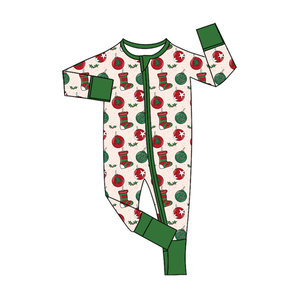 Custom Baby Christmas Zipper Romper Soft Milk Silk Long Sleeve Footless Jumpsuit - Product Image 4