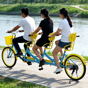 Bicicletta Elettrica <span class=keywords><strong>Tandem</strong></span> a Tre Posti di Alta Qualità, <span class=keywords><strong>Bici</strong></span> Familiare Regolabile per Tempo Libero all'Aperto, Passeggiate nel Parco e Divertimento - Product Image 3