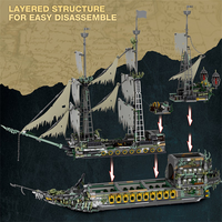 Modelo Técnico del Barco Pirata Holandés Volador, Juguete de Bloques de Construcción de Partículas Pequeñas, Regalos para Adultos, Plástico ABS