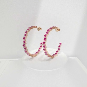 wholesale plata 925 silver rose gold <b>red</b> stone <b>earring</b> fine jewelry cc sublimation party women summer sparkling zircon <b>earrings</b> - Product Image 5