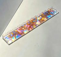 Poussoir de Mahjong en Acrylique Coquille Irisée Aurora de 20 Pouces avec Bord Festonné en Éventail et Support de Tuiles Personnalisable