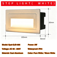 Lampes encastrées en aluminium pour hôtels, éclairage de marches, indice de protection IP54, 220V, 3W LED, 3000K, CRI80, éclairage d'escalier, de passerelle et de cour