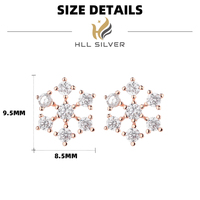 925 Sterling Silber Blumen-Ohrstecker für Damen, Roségold-Plattiert, Trendig Elegant Minimalistisch Kubisches Zirkon Verlobungs-Hochzeits-Party-Schmuck