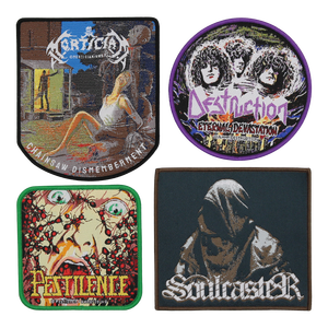 Parche de mochila con apliques cosidos tejidos personalizados, <span class=keywords><strong>Death</strong></span> Doom Sludge Stoner, tela de música gótica, Material principal para chaqueta de sombrero - Product Image 4