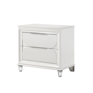 Pearl White 2-Drawer Nightstand With Acrylic Crystal Legs <b>Storage</b> Drawer Bedroom Furniture - Product Image 2