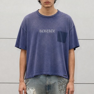 Oversized Distressed T <b>Shirt</b> 8016 Custom <b>Men</b> Vintage Wash Screen printing Graphic Tee Unisex Streetwear Short Sleeve Tshirt - Product Image 1