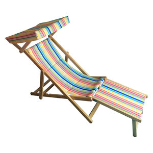 Chaise longue de plage en bois de style vintage avec parasol réglable Portable pliable avec ou sans repose-pieds pour une utilisation dans le parc - Product Image 3
