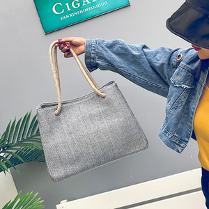 <span class=keywords><strong>2022</strong></span> le più nuove borse tote borsa tote in tela di grande capacità borsa Tote in corda di canapa Casual all'aperto con cerniera per le donne - Product Image 6
