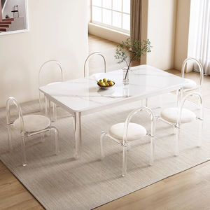 Mesa De Placa De Rocha Mesa De Jantar De Acrílico E Cadeiras 6 Cadeiras De Jantar Moderno Conjunto De Mesa De Móveis De Sala De Jantar - Product Image 3