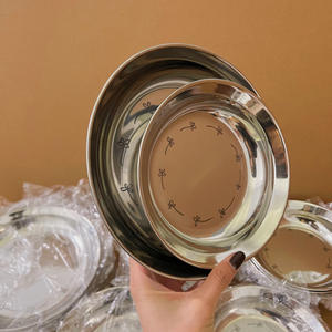 Assiette ronde en acier inoxydable 316 épaissi de qualité alimentaire pour la préparation des repas à la maison - Product Image 2