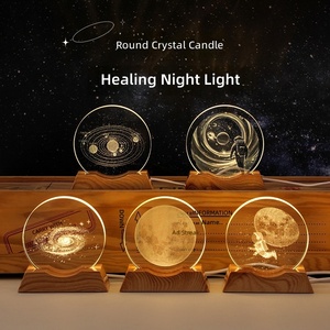 Lámpara Nocturna Decorativa con Forma de Planeta, Grabada en Cristal 3D, Estilo Moderno y Minimalista, Regalo Festivo Perfecto - Product Image 2
