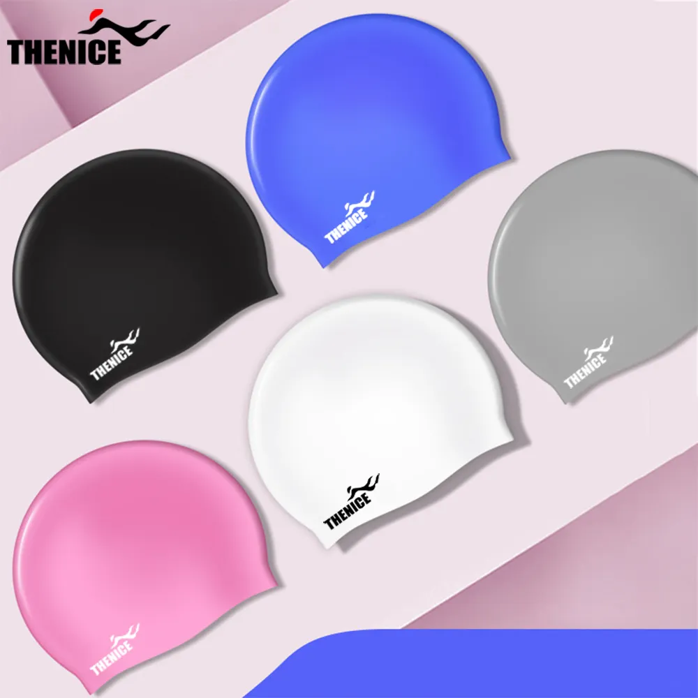 Logo OEM personnalisé imprimé couleur Pure sans couture chapeau en Silicone bonnets de natation pour femmes natation cheveux longs