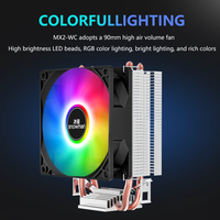 Refroidisseur CPU SNOWMAN à 2 Caloducs PWM 4 Broches, Radiateur PC RGB 90mm pour Intel LGA 1700 1200 115X AM4, Ventilateur de Refroidissement CPU Silencieux