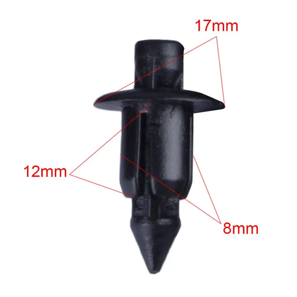 Clipe de plástico para pára-choques de carro, clipe de fixação para porta, rebite, preta, clipe de estilo para carro, 8 mm, ideal para venda