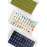Set Ubin Mahjong Amerika Hijau Mewah Abad Pertengahan 160 Ubin Koleksi Desainer Retro Modern Premium Akrilik Berukir