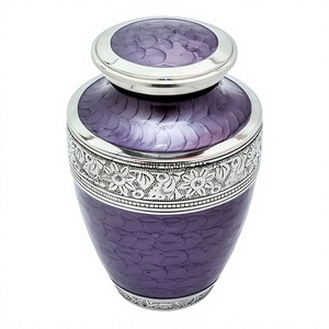 Purple Adult Cremation <b>Urn</b> with Silver Trim and Floral Design Bend Aluminium <b>Urn</b> <b>Large</b> 220 Cubic Capacity Ashes Keepsake <b>Urn</b> - Product Image 1