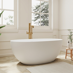 Maydon อ่างอาบน้ำทรงรีแบบอิสระทำจากเรซินหินสีขาวทันสมัยเป็นมิตรกับสิ่งแวดล้อมทนทาน - Product Image 2