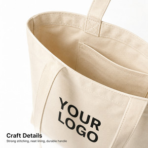 Sac fourre-tout en toile 100% coton avec logo personnalisé, réutilisable, pour le shopping, disponible en plusieurs tailles et couleurs, pour la promotion en détail - Product Image 2