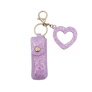 Porte-clés rouge à lèvres avec paillettes et miroir, pendentif pochette à rouge à lèvres, breloque sac à rouge à lèvres, porte-clés polyvalent populaire - Product Image 1