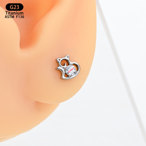 G23 Titanium Gourd Shape Earrings With White <b>Crystal</b> Prong Setting For Ear Lip Piercing Jewelry - Product Image 2