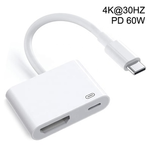 Adaptador AV Digital USB-C Tipo-C 2 en 1 <span class=keywords><strong>4K</strong></span>/30Hz a HDTV para iPhone 15 16 17 18 MacBook Pro Air iPad Samsung <span class=keywords><strong>Galaxy</strong></span> S26/S25/S24 - Product Image 1