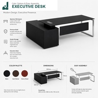 Bureau de direction ergonomique en L JQYX, design moderne et minimaliste, avec structure en acier inoxydable et armoire latérale, écologique, pour bureau d'entreprise