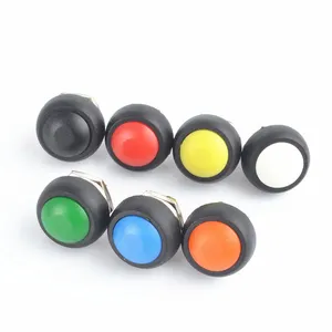 Interruptor de botón redondo DS333, 12mm, reinicio automático, bocina, rojo, verde, amarillo, azul, negro, PBS-33B