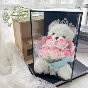 Oso de Peluche de San Valentín, Regalo de San Valentín, Ramo de Flores, Jabón de Rosas, Caja de PVC, Regalo del Día de San Valentín, Regalo del Día de la Madre, Regalo de Cumpleaños - Product Image 3