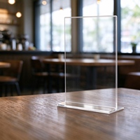 Support de signalisation en acrylique en forme de T, présentoir de table double face, porte-menu en plastique transparent pour restaurant, affiche photo
