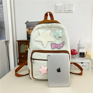 Mochila de lana de cordero de invierno transfronteriza, estilo coreano, mochila corta de felpa de lana para niña, mochila de felpa de invierno estilo japonés para niña - Product Image 3