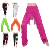 Pantalon de danse du ventre pour femme, à franges superposées et pompons, style harem, pour spectacle, costume de scène, en Spandex et Polyester, pour femme adulte