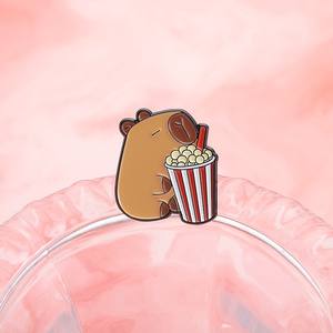 Karikatür sevimli Capybara aperatif serisi broşlar eğlenceli Schoolbag kalem kutusu rozetleri kolye süslemeleri pimleri ve aksesuarları - Product Image 4