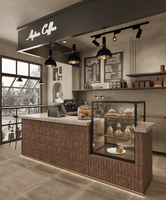 Meja kopi desain Modern, konter dekorasi toko roti, desain penghitung tampilan kaca marmer
