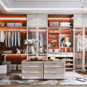 Santopova Design Glass Door Built in <b>Wooden</b> Bedroom Furniture Set Modern <b>Wooden</b> <b>Wardrobes</b> - Product Image 4