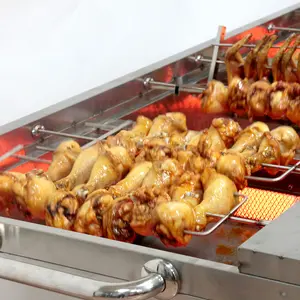 Horno comercial de pato asado, calefacción eléctrica, carbón automático/máquina rotativa de barbacoa de pollo asado a gas