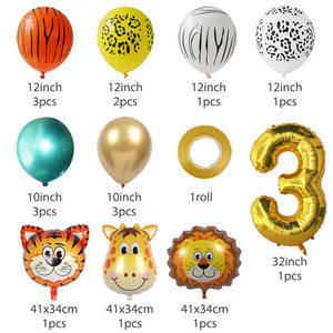 Nuevo Animal mono León Tigre vaca fiesta decoraciones conjunto látex aluminio Película número globo para fiesta de cumpleaños - Product Image 5