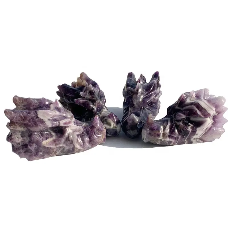 Traum Amethyst Stein Kristall Drachenkopf Schädel Natürliche hand geschnitzte Amethyst Quarz Heilung Kristall Drachen Schädel Zum Verkauf