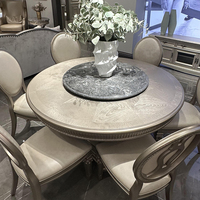 Ensemble de table à manger vintage française en bois massif sculpté, convertible et extensible avec plateau en marbre, livraison directe pour la maison, le bureau, le salon, l'hôtel