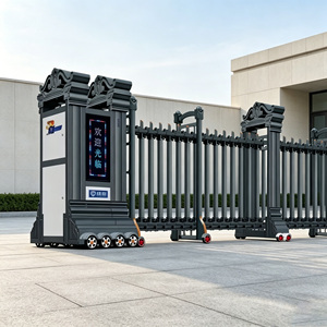 Puerta Corredera Retráctil Automática de Lujo, Puerta de Seguridad Eléctrica de Aleación de Aluminio para Edificios Industriales y Escolares - Product Image 1