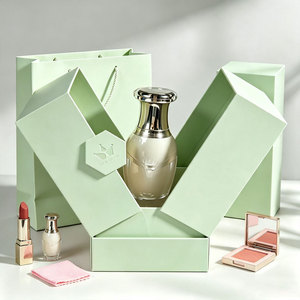 Boîte cadeau double porte pour parfum et maquillage avec accent or rose, présentoir de vente au détail, emballage cosmétique OEM/ODM - Product Image 2