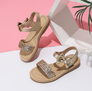 Sandalias de Verano para Niñas, Sandalias Planas Cómodas con Lazo Dorado para Niñas Grandes - Product Image 5