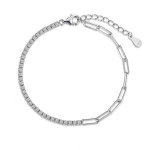 Pulseras de tenis Dylam de lujo ligero y delicado, de plata de ley 925 chapada en oro y rodio, con cadena de clip y circonita cúbica 5A tipo diamante - Product Image 1