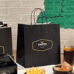 Sacs en papier kraft écologiques et recyclables personnalisés en gros pour la vente à emporter, la restauration rapide, le pain, les desserts, l'emballage de boulangerie, avec votre propre logo - Product Image 1