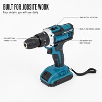 Perceuse sans fil 21V professionnelle, sans clé, couple de 28 N.m, tournevis électrique, 2 batteries au lithium de 1,3 Ah