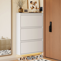 Smalle 15cm ultradunne stalen schoenenkast metalen kantelbare lade schoenenrek ruimtebesparende minimalistische entree meubel organizer