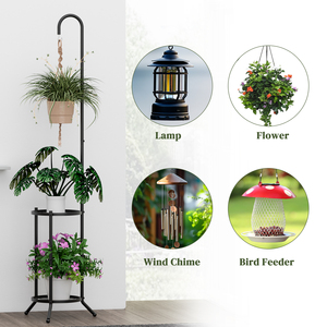 Support de plantes suspendu à 2 niveaux <span class=keywords><strong>en</strong></span> acier, étagère de jardin écologique, porte-<span class=keywords><strong>pot</strong></span> de fleurs pour la maison, le jardin, la chambre, le balcon, le salon - Product Image 4